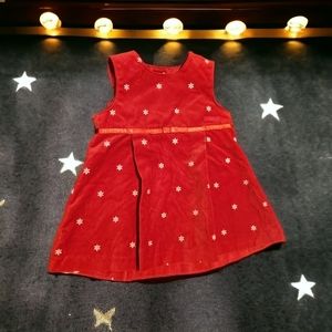 Vintage 90s Y2K OshKosh Red Velvet Embroidered Snowflakes 18 Months